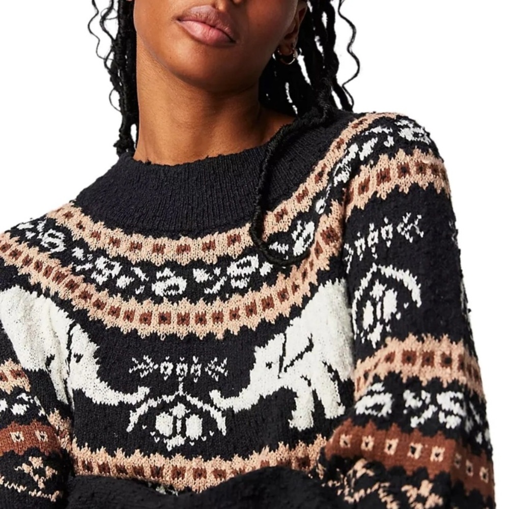 Free People Nellie Elephant Fair Isle Boucle Sweater | Size Large - Picture 2 of 15